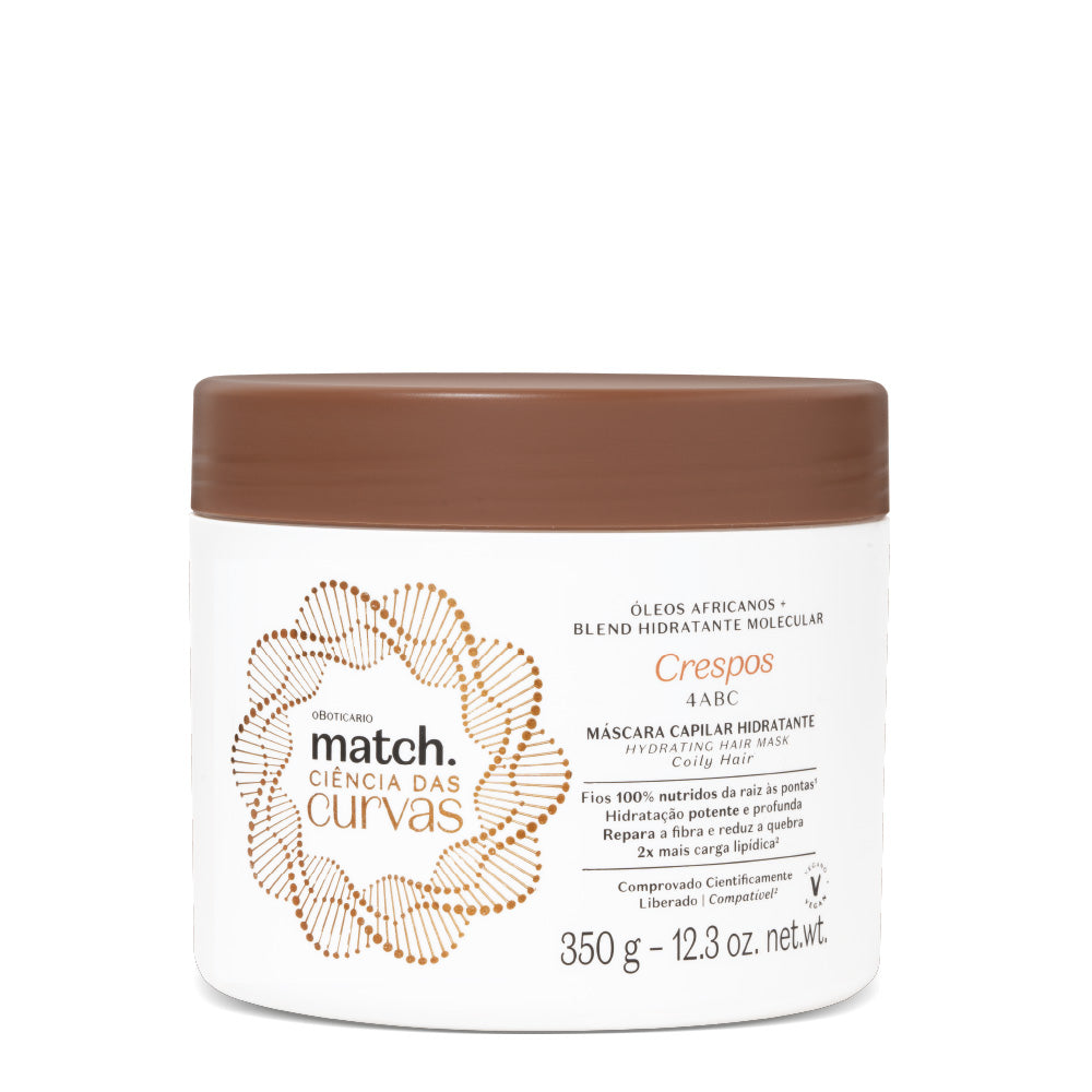 Máscara Capilar Hidratante Cabelos Crespos Match Ciência das Curvas, 350g